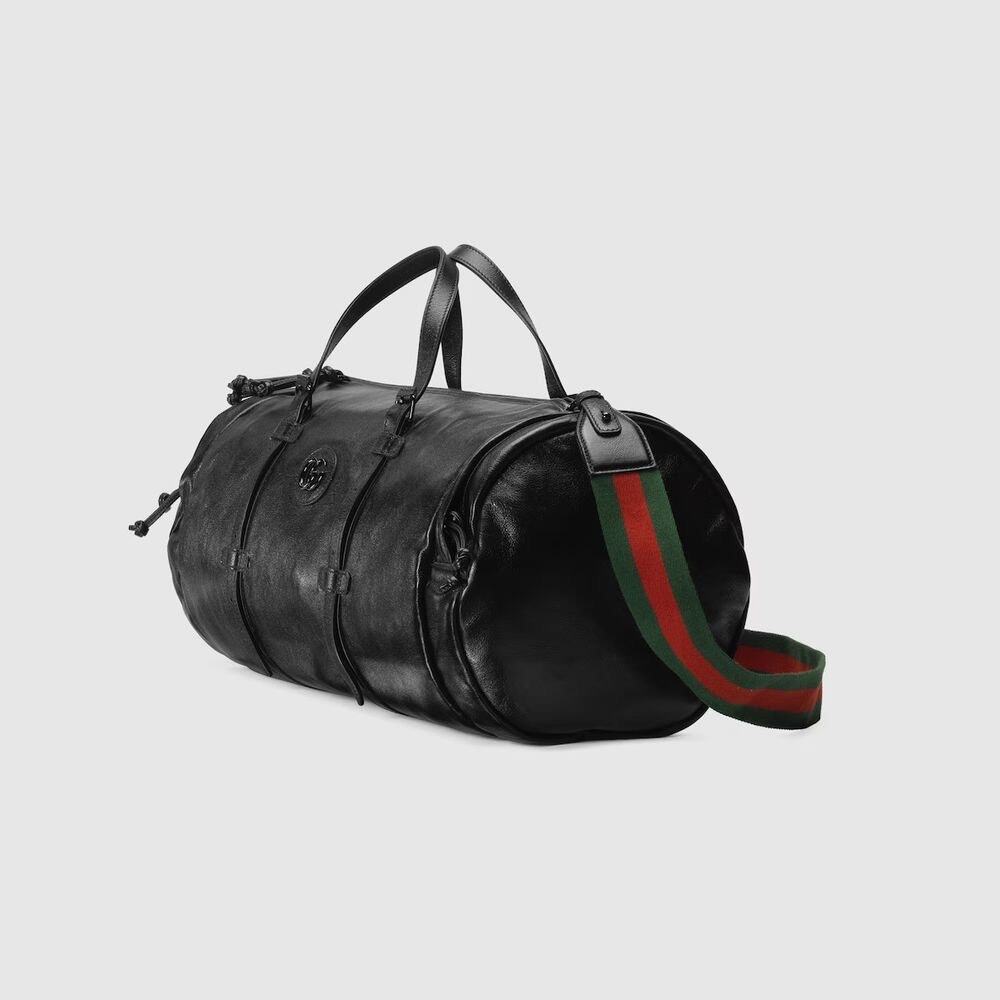 GUCCI X SUPREME BLACK DUFFLE LEATHER LOGO GG MONOGRAM W 20.08 H 9.84 inch, D 9.5 - Picture 2 of 7